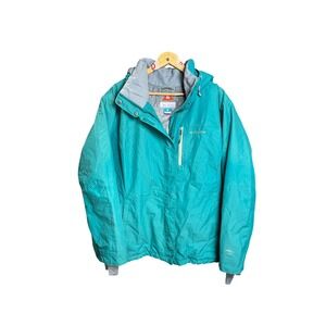 Columbia Jacket Teal Hooded Waterproof Outdoor Women Size Medium